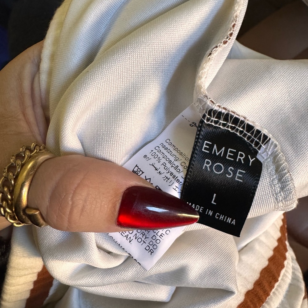 Emery Rose Striped Brown and White Midi Skirt - Picture 2 of 4